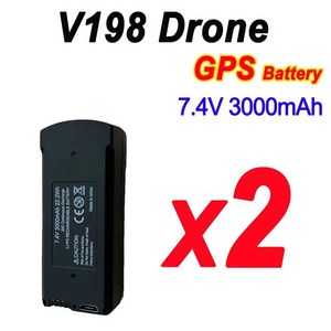 GPS RC 쿼드콥터용 오리지널 드론 배터리 예비 액세서리 부품 7.4V 3000mAh V198 MAX PRO 8K, 한개옵션1, 01 V198 7.4V BatteyX2