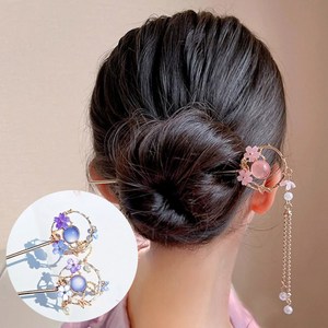 신비 오로라 문라이트 비즈 플라워 달 비녀 빈티지 비녀 장만월 비녀 우주 행성 비녀