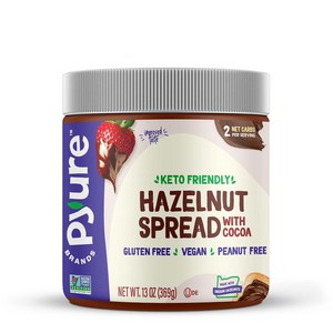 퓨어 오가닉 헤이즐넛 스프레드 키토 누텔라 초코잼 369g Pyue Oganic Hazelnut Spead With Cocoa, 1개