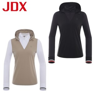 JDX 제이디엑스 24년 봄 상품 세일!! 여성 우븐 후드 반집업 티셔츠 X2TLVQ5443