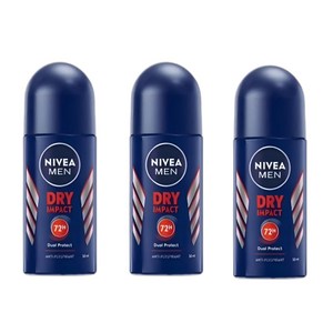 Nivea Men Dy Impact 니베아 남성 롤온데오드란트 스틱 드라이 임팩트 50ml 3팩, 3개