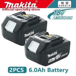 마키타 정품 18V 배터리 6Ah BL1850B 리튬 이온 교체 배터리 BL1850 BL1860B BL1860 BL1840B BL1830B BL1830 LXT-400 RU, [06] 2PCS Makita 10C-6.0A