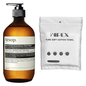 이솝 레저렉션 아로마틱 핸드 워시 500ml + wipex 퓨어 소프트 코튼 타월 6개입, 1세트