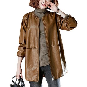 여성 가죽자켓 지퍼 핏라인 루즈핏 하프기장 야구복 Women's jacket