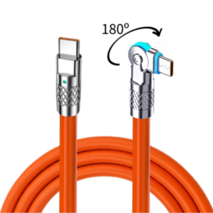 칼리고 180도 회전 PD c to c타입 초고속 충전 케이블 2m 120w, 오렌지, 1개