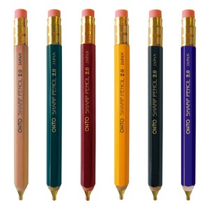 OHTO APS-680E 목재홀더샤프 2.0mm 펜슬 우드 연필 모양 육각형 베럴 질감 홀더심 상단 누름식 필기 지우개내장 분리 리필 목공 디자인 스케치 학교 신학기 필기류 문구, APS-680E 버건디