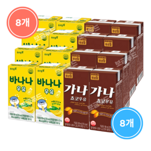 푸르밀 멸균 190ml 바나나킥 우유8+가나초코 우유8(총 16팩), 1세트