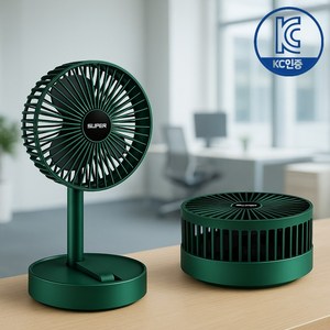 맥맨 무선 탁상용 선풍기 3단 저소음 접이식 C타입, 다크그린