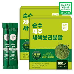 올바른습관 순수 제주 새싹보리 분말 에어분쇄 스틱, 100g, 2박스