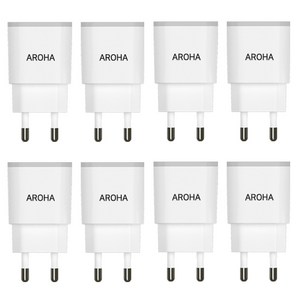 국산 아로하 2.1A 2USB 휴대폰 멀티 충전기 8개 1세트 MADE IN KOREA, 화이트4개X2