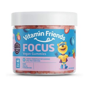 비타민프렌즈 어린이 포커스 서플리먼트 포스파티딜세린 100mg 60정 / Vitamin Fiends Kids Vegan Focus 60 Gummies, 1개