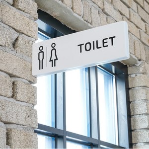 디앤디 돌출 TOILET 화장실 안내판, 100x300, 화이트, 공용 화장실