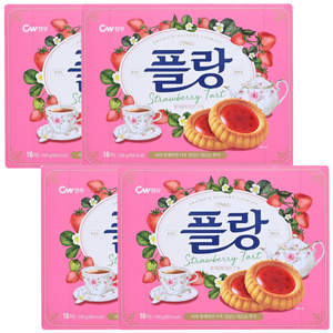 청우식품 플랑 딸기 타르트 쿠키, 160g, 4개