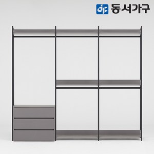 동서가구 팬타 포스코 스틸 시스템 드레스룸_2400 4단 서랍 행거 4colos DF643471, 그레이