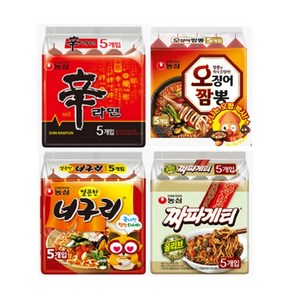 [하나로마트] 하나가득히 봉지라면 멀티 4종 (신라면+오징어짬뽕+너구리+짜파게티), 20개