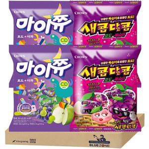 [블루존] 츄잉캔디 대용량 세트(마이쮸 포도사과284g x 2 + 새콤달콤 포도복숭아 200g x 2), 1개