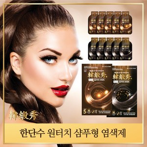 HANDANSOO 한단수 원터치 5분샴푸형 염모제 한방 허브, 브라운(초코브라운), 5개, 24ml