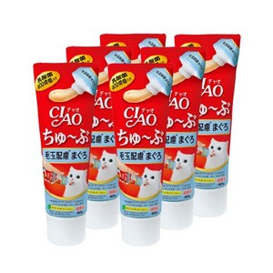 이나바 고양이 CIAO 츄브 헤어볼케어, 참치+헤어볼, 80g, 6개