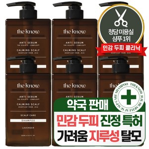 더노우 제주 어성초 지루성 민감 두피 케어 가려움 샴푸, 6개, 500ml