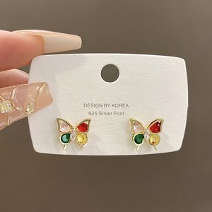 14K+S925트윙클 큐빅 나비 귀걸이 심플 모던 earring 패션 이어링