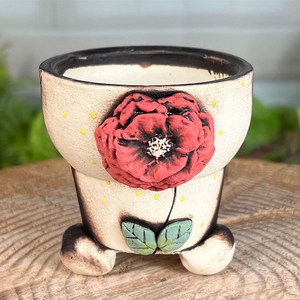국산수제화분 다육화분 도향#499, 레드, 1개