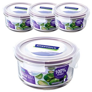 글라스락 퍼플에디션 원형 밀폐용기세트, 1세트, 400ml x 4p
