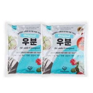 오리지널 우분 냄새없는 퇴비 유기질 비료 다육이 제라늄 텃밭 거름 부엽토, 2kg, 2개