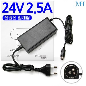 명호전자 24V2.5A 아답터 POS 영수증 프린터용 3핀 전원선 일체형 (ANY2425C-1) DC 24V 2.5A 어댑터, 24V2.5A(전)_영수증3핀, 1개