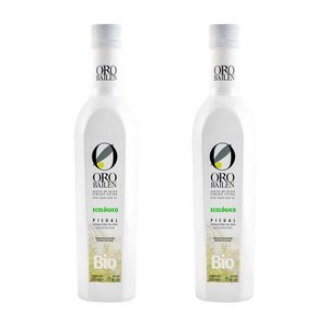 오로바일렌 피쿠알 500ml 2병 엑스트라버진 올리브오일 스페인 ORO BAIL?N BIO PICUAL 500 ML Exta Vigin Olive Oil Oganic 500 ML Glass bottle, 2개