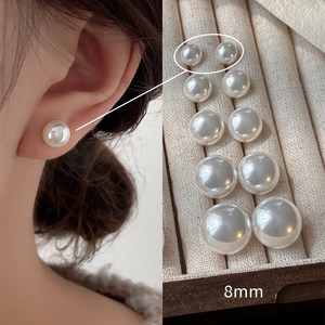 Yanrz 8mm 10mm 14mm 진주 귀걸이 여자 S925 순은 귀걸이 24cy526