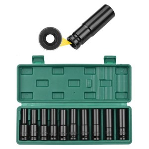 임팩 복스알세트 1/2인치 사각 연결구 임팩트 롱 소켓 렌치 8MM-24MM 10개 세트, 1개