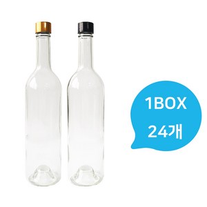 와인병 750ml 담금주병 술병 효소병 오일병 24개_1BOX, 와인750ml(골드캡)24개+수축필름(블랙)24개, 24개