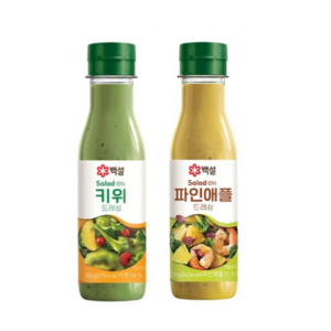 [백설]CJ제일제당 과일 다이어트 드레싱 키위+파인에플 250G 샐러드 드레싱 (아이스박스+아이스팩) 새콤달콤드레싱, 1세트