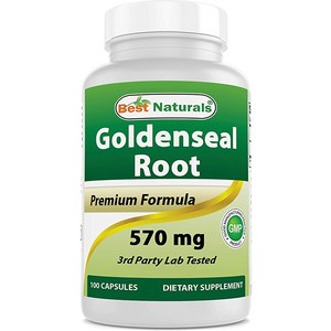 베스트 네츄럴스 Goldenseal 뿌리 570 mg (비 GMO) 100 캡슐, 1개, 100정