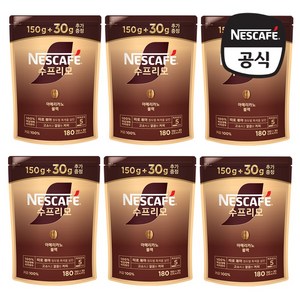 네스카페 수프리모 아메리카노 블랙 파우치 150+30g x 6개, 180g, 1개입