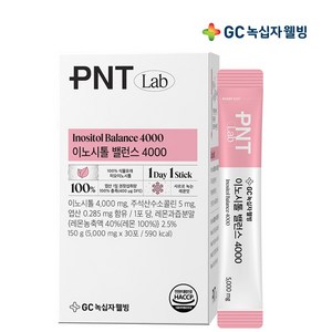 100% 식물유래 GC녹십자웰빙 PNT 미오이노시톨 밸런스 4000 콜린 엽산 레몬맛, 1박스