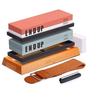 [ENDUP] 6종 양면 숫돌세트 400/1000방+3000/8000방 논슬립 받침대 가죽샤프너, 1번, 1세트