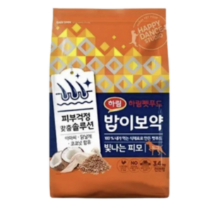 밥이보약 강아지 전연령 기능성 사료, 피부/피모, 3.4kg, 1개