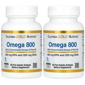 캘리포니아 골드 뉴트리션 오메가800 1000mg 30정 2팩 Califonia Gold Nutition Omega 800 1000mg 30 Softgels, 2개