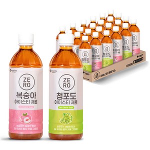 맥널티 제로칼로리 500ml 복숭아 아이스티 12입+청포도 아이스티 12입(총 24입), 1세트