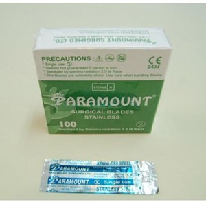 PARAMOUNT 메스날 (Surgical Blade 100개/1통)의료용칼날/칼날/멸균메스날/멸균칼날, 메스날10번, 1개