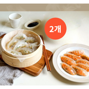 [전통감자만두] 투명만두 얇은 감자피로만든 고기만두 + 김치만두, 440g, 2개