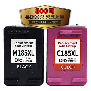 삼성 (800매 특대용량) INK-M185+C185 잉크세트 SL-J1680 SL-J1683 SL-J1685 SL-J1780W SL-J1780DW SL-J1785W 디오토너, 1세트