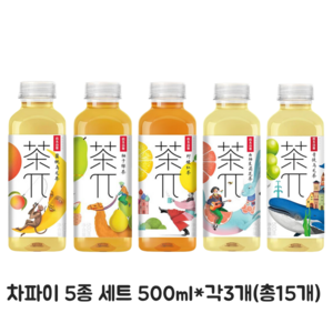 왕부정 중국 음료수 차파이 5가지 500ml x 15개(각3개) 박스단위, 1박스, 7.5L