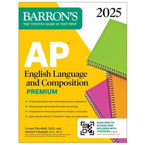 (영문도서) AP English Language and Composition Pemium 2025: 8 Pactice Tests + Compehensive Review + O... Papeback, Baons Educational Sevices, 9781506291857