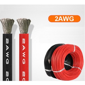 실리콘케이블 / 2AWG / 35SQ / 주석도금 / 최대허용전류 400A / 1M 가격 / 절단없이 연결해서 보냄, 2AWG 검정 1M, 1개