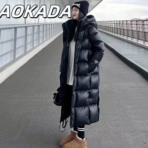 AOKADA 롱패딩 여자 겨울 블랙 롱버전 보온 다운 솜옷 솜코트 무릎 아래 루즈핏 두꺼운 솜옷 외투