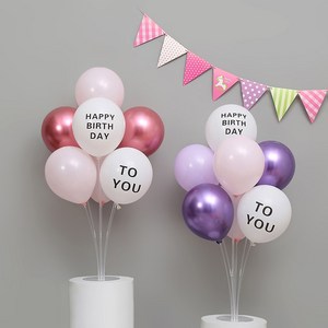 [피앤비유니티]풍선스탠드2입 15종모음 스마일 윙크 데이지 브라운 생일 컨페티 풍선꽂이, 핑크앤보라