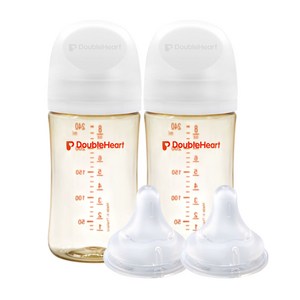 더블하트 모유실감 3세대 PPSU 베이직 트윈팩 240ml+젖꼭지(2입), 제뉴인화이트, 3세대 젖꼭지S, 1개