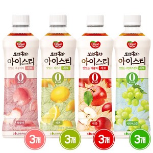 [한번에먹자] 동원 보성홍차 아이스티 제로 4종(복숭아3+레몬3+애플3+샤인머스캣3), 12개, 500ml